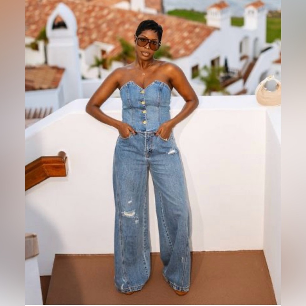 Women's High-Rise Distressed Wide Leg Jeans - Future Collective™